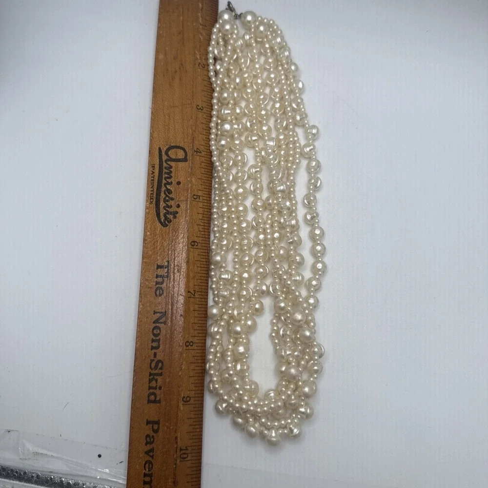 Vintage SHB 6-Strand Multi-Strand Twisted Baroque Faux Pearl Statement Necklace